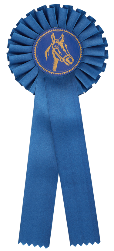 "Royal Blue" – Zila satīna rozete sacensību uzvarētājam